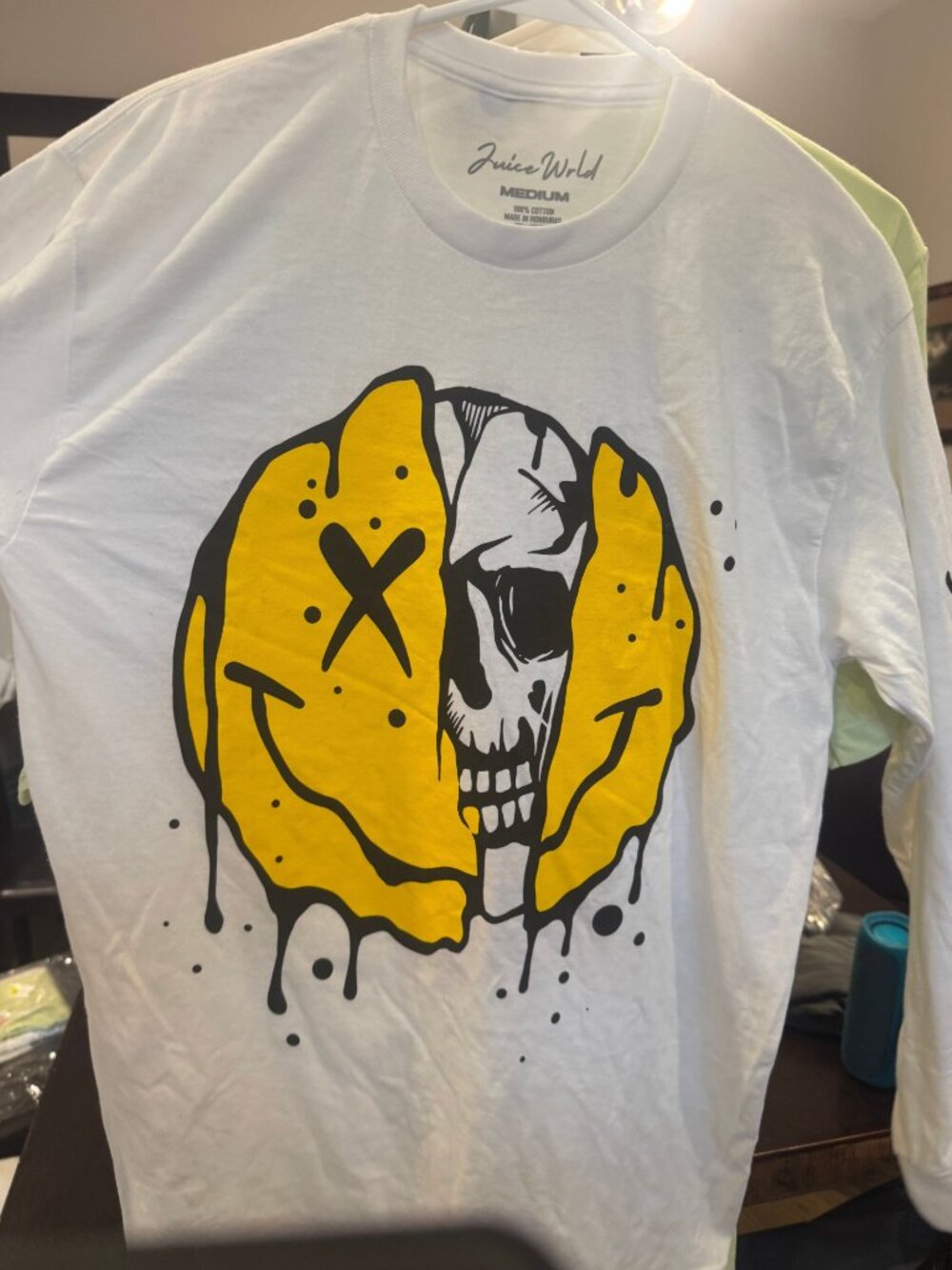 Juice WRLD Smiley Face Skull Long Sleeve T-Shirt - Medium